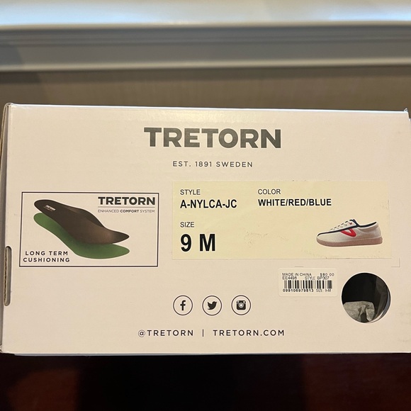 NWT Tretorn J. Crew White and Blue Sneakers - Picture 6 of 6